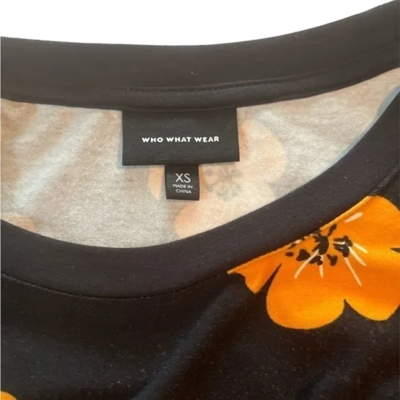 Who What Wear‎ Bell Sleeve Crewneck A-Line Dress | Black & Orange | Size… - Picture 5 of 9